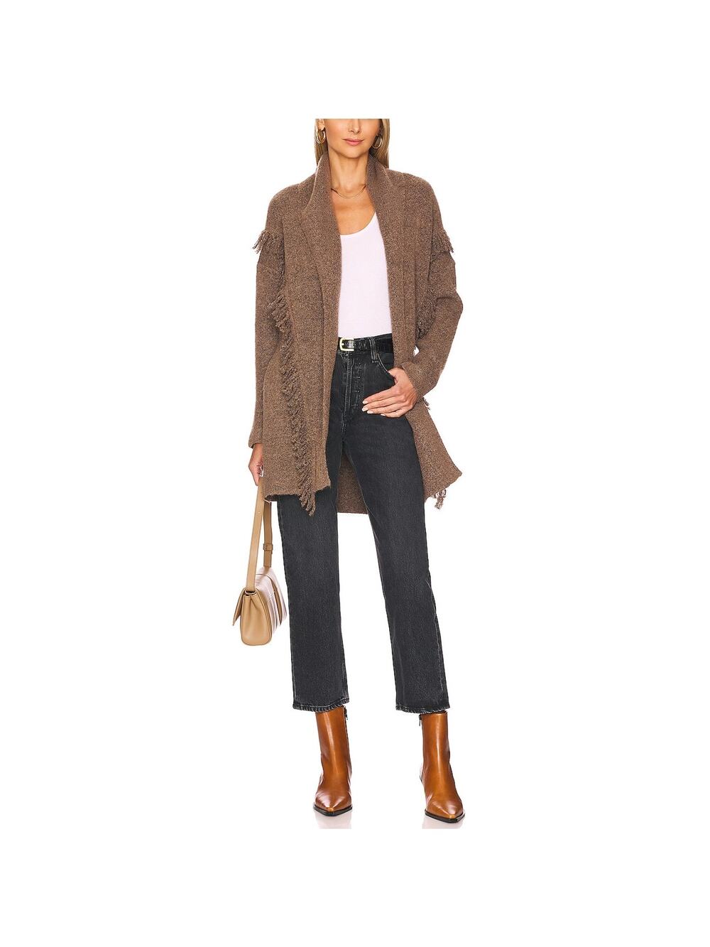 Heartloom Fringed Tan Rye Cardigan Size XS